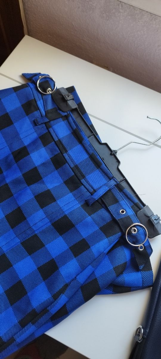 Falda midi tubo cuadros azul