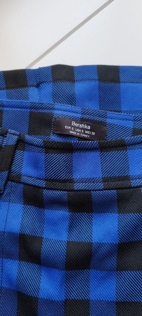 Falda midi tubo cuadros azul