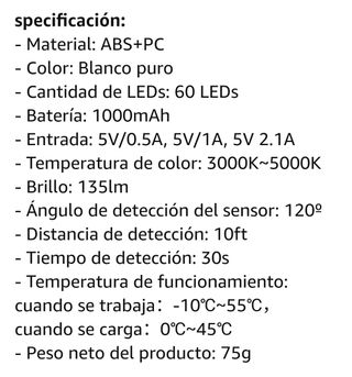 NUEVA. Lámpara armario 60 LED USB 