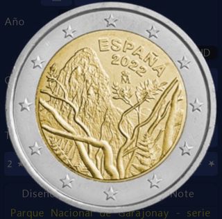 2€ ESPAÑA 2022 Parque Nacional de Garajonay S/c