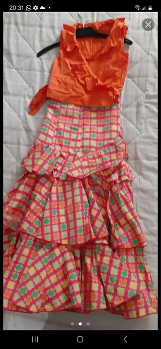 Conjunto de falda y blusa flamenca/rociera