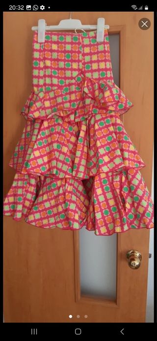 Conjunto de falda y blusa flamenca/rociera