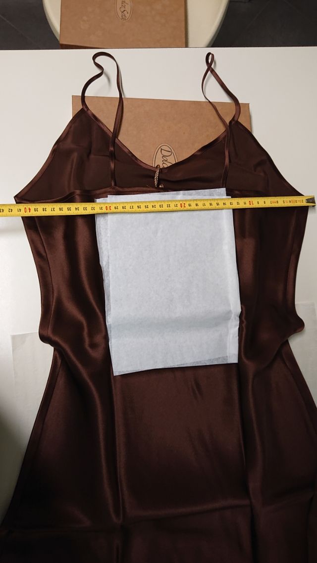 sottoveste lunga tg 46, 100% raso seta marrone
