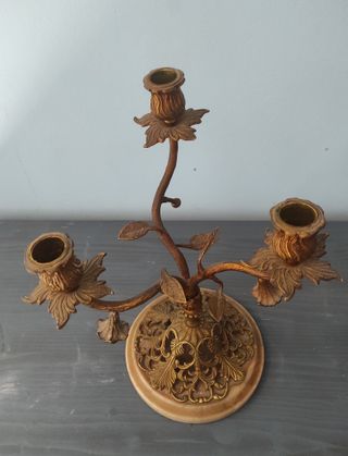 Pareja de candelabros años 60 de bronce