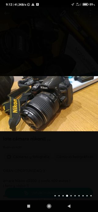 lote cámara nikon( valorado  836euros) 