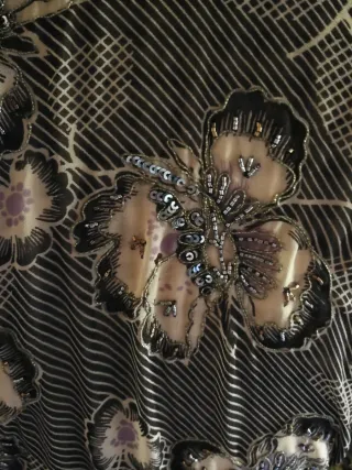 VESTIDO EN GASA DE SEDA BORDADO LENTEJUELAS ZARA