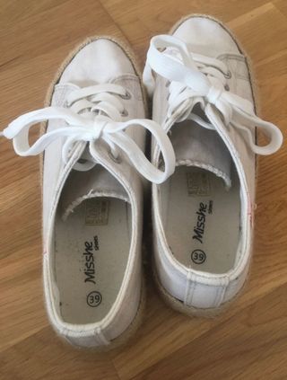 Zapatillas cuña esparto gris talla 39