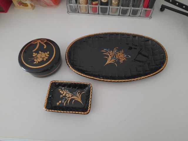 Juego de tocador porcelanico negro