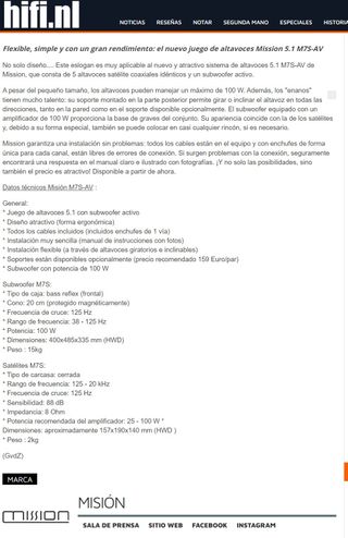 Set 5.1 altavoces Mission M7S, SIN desprecintar