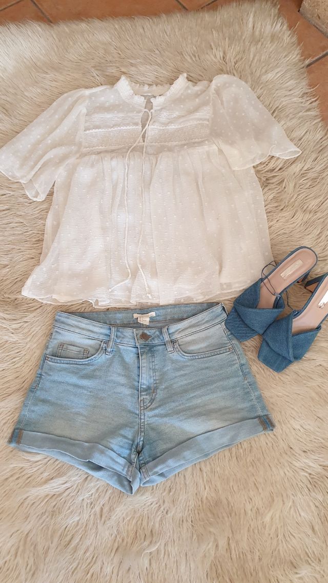 conjunto blusa Zara+ short H&M