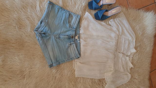 conjunto blusa Zara+ short H&M