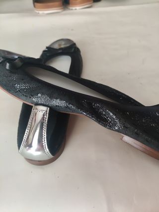 preciosas bailarinas negras y plata, piel,39