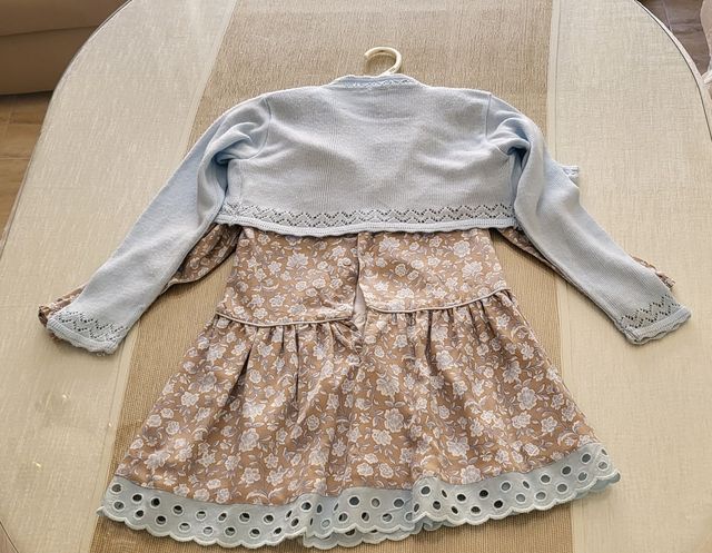 Vestido camel con rebeca marca Miranda talla 10