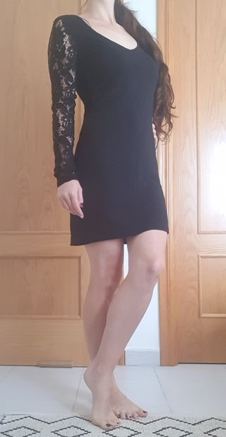 Vestido Negro Midi negro Zara talla L