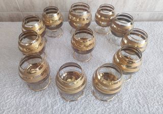 Copas de cristal y oro muy antiguas