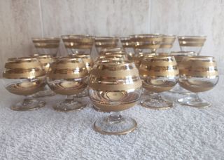 Copas de cristal y oro muy antiguas