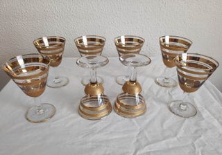 Copas de cristal y oro muy antiguas