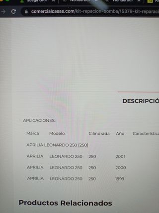 Kit bomba agua Aprilia Leonardo 250