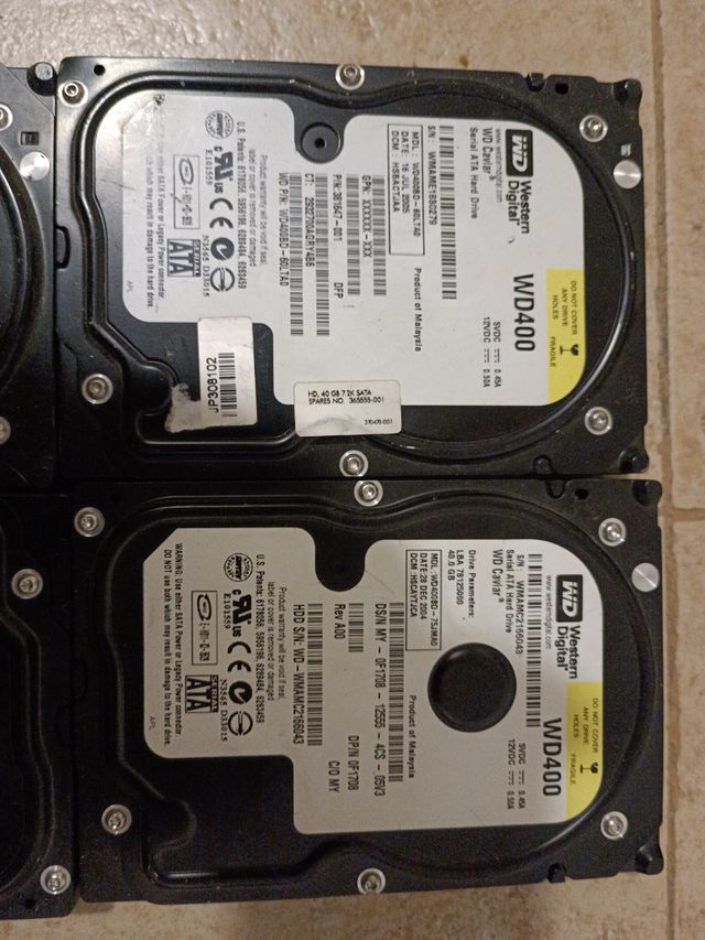 LOTE 6 DISCOS DUROS SATA DE 40GB