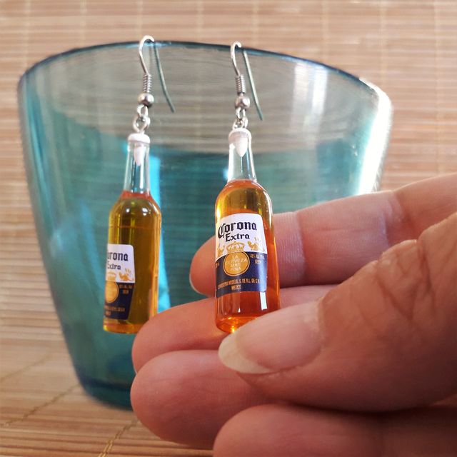 Pendientes de botella cerveza. Regalo de navidad