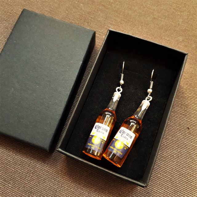 Pendientes de botella cerveza. Regalo de navidad