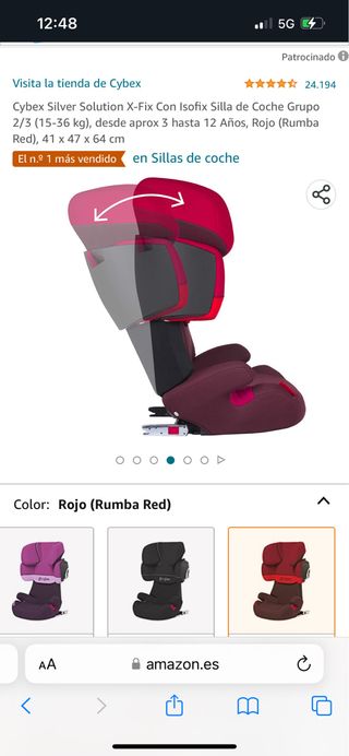 Silla coche cybex isofix