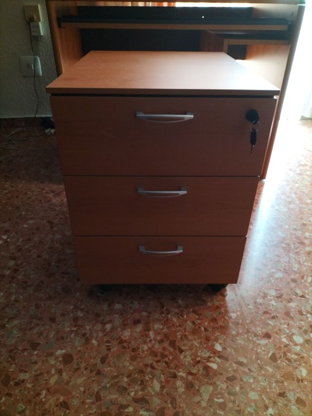 Mesa escritorio y cajonera.