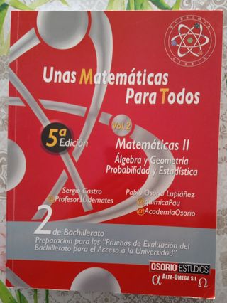 Libros matemáticas Academia Osorio PEvAU bachiller