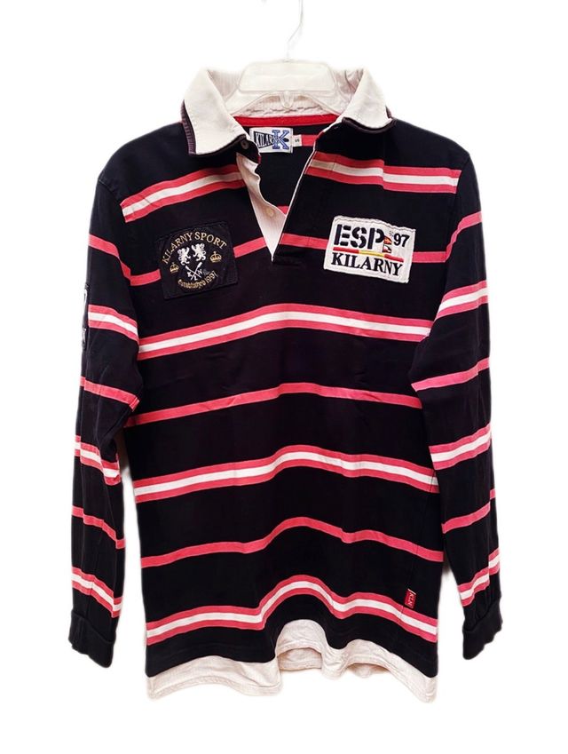 Polo De Manga Larga Azul/Rosa