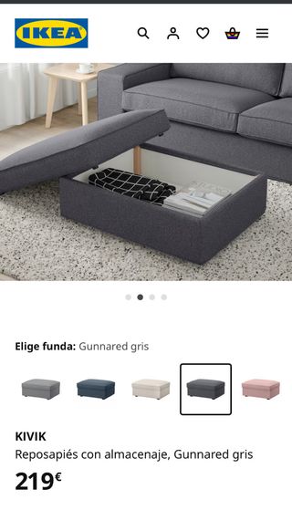 Sofá de tres plazas y reposapiés con almacenaje