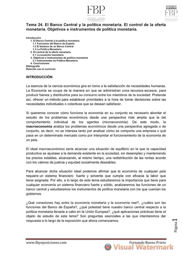 Temario oposiciones Secundaria Economía 