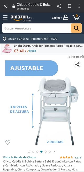 bañera cambiador bebé