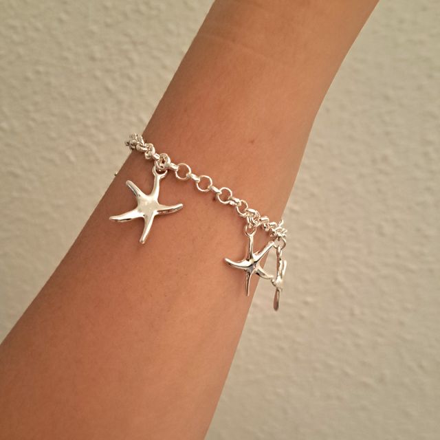 Hermosa Pulsera Plata 925 nueva Estrellas Playera