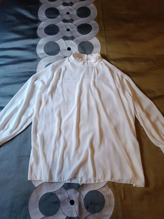 Blusa blanca transparente L