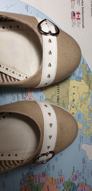 Ballerine scarpe con piccola zeppa beige n.38