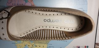 Ballerine scarpe con piccola zeppa beige n.38