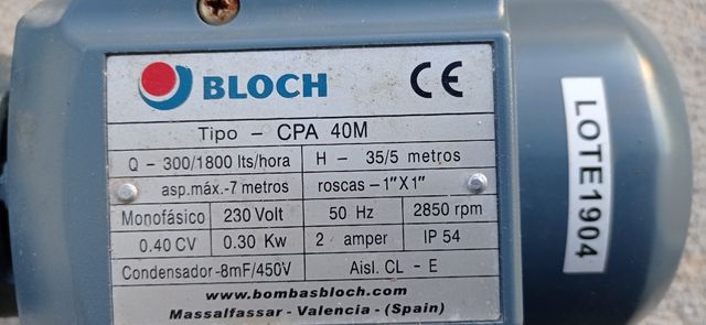 bomba de agua bloch