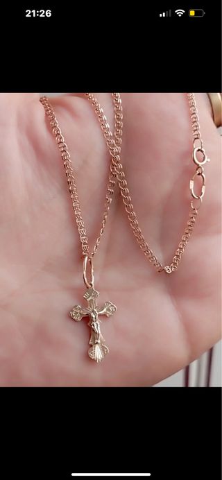 Caden y colgante oro 14k