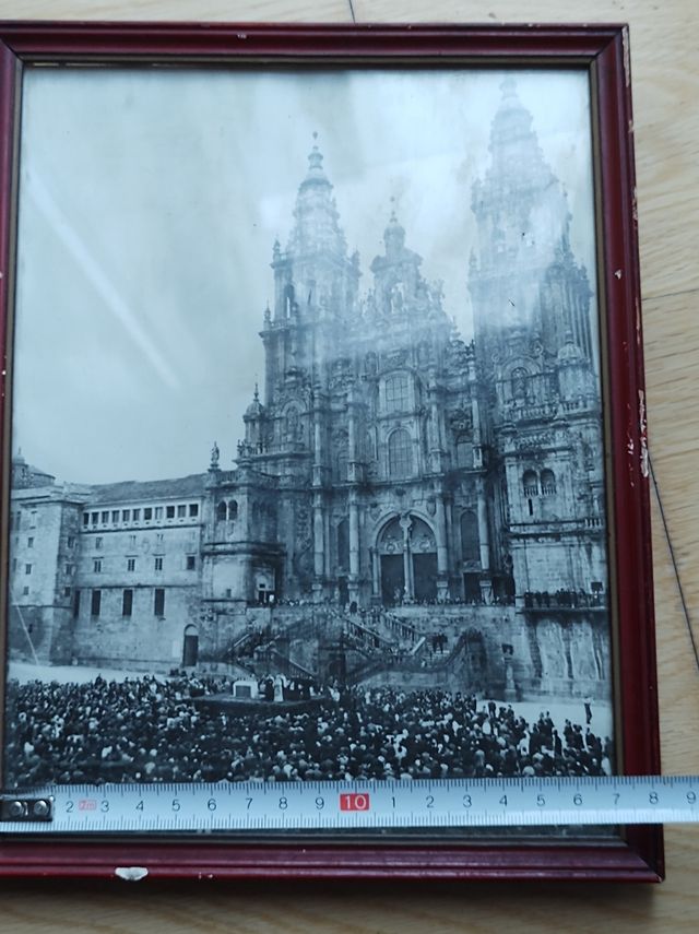 2 antiguas fotos, acto religioso Pz del Obradoiro