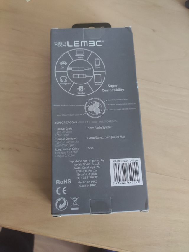 Cable de auriculares de doble salida 