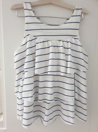 Top de Tirantes Rayas Marineras con Volantes