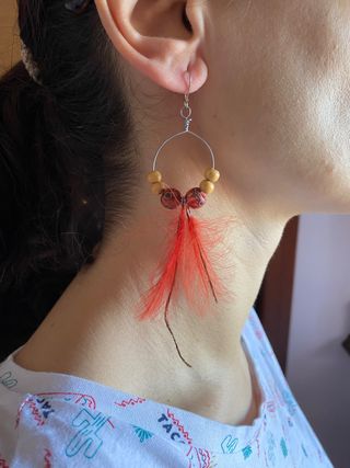 Pendientes de plumas naturales nuevos sinestrenar
