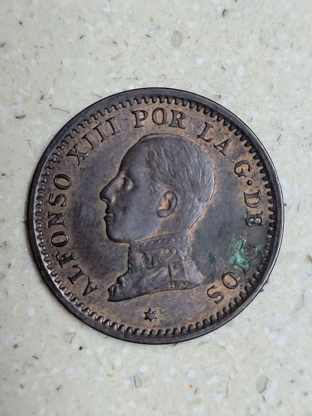 Moneda 2 centimos. Año 1912. Alfonso XIII