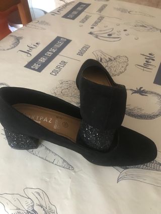 Zapato tacón cómodo , combinado de ante