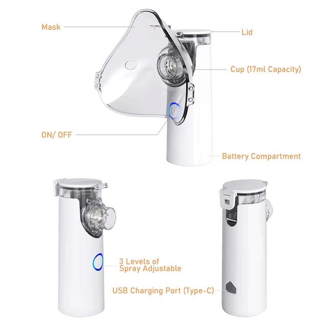 NEBULIZADOR PORTATIL DE MANO PARA NIÑOS Y ADU