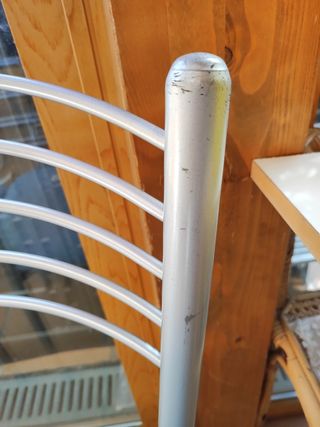 Pareja de sillas, metal, skay azul