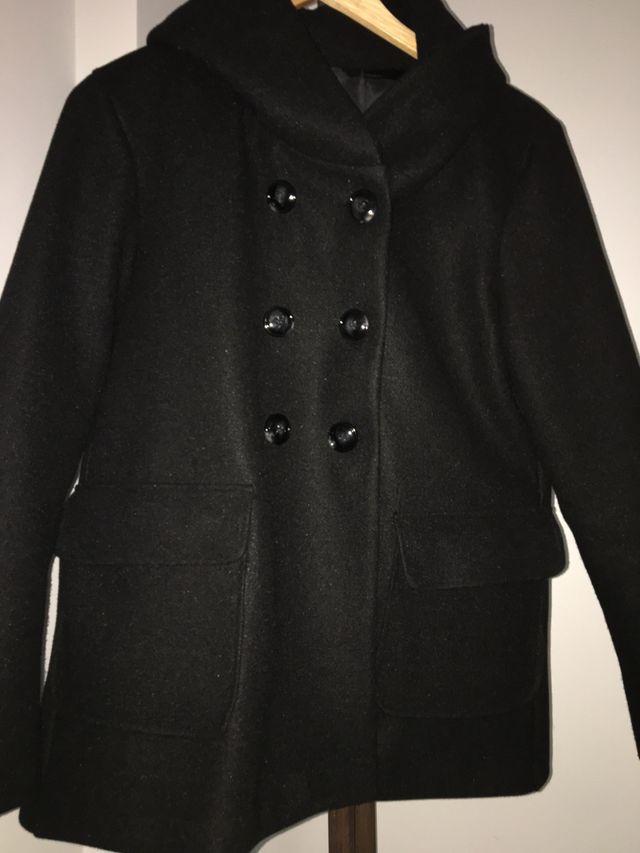 Abrigo negro nuevo de paño, talla única