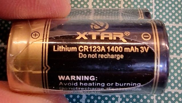 Batería de Litio CR123A 1400mAh 3V "No Recargable"