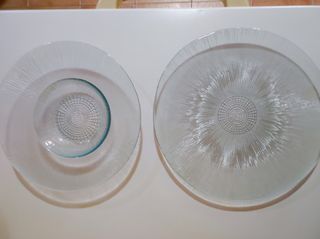 8 platos de cristal,retro,colección,vintage.