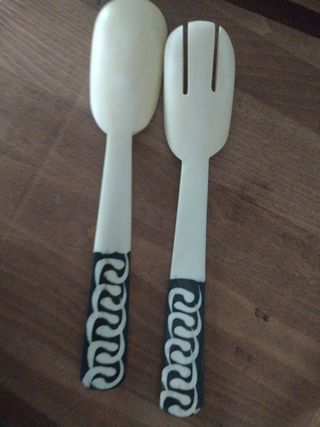 cucchiai da insalatiera Africani in legno effetto